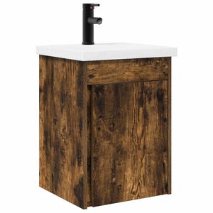 vidaXL Unidad de tocador de ba&ntilde;o con grifo Roble Ahumado