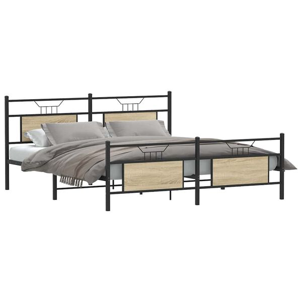 vidaXL Estructura de cama sin colch&oacute;n metal roble Sonoma 180x200 cm