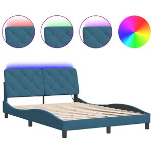 vidaXL Estructura de cama con LED sin colch&oacute;n terciopelo azul 140x200 cm