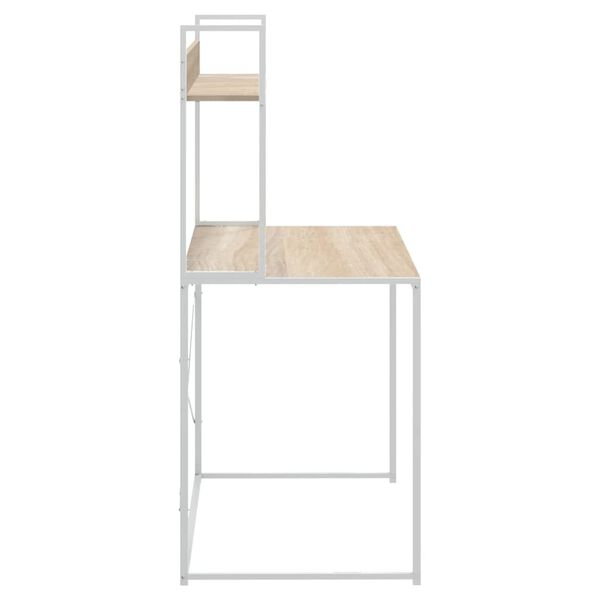 vidaXL Escritorio de ordenador madera ingenier&iacute;a blanco y roble