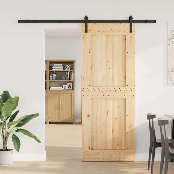 vidaXL Puerta corredera con herrajes madera maciza de pino 90x210 cm