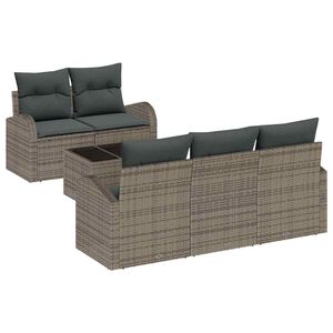 vidaXL Conjunto de sof&aacute; de jard&iacute;n 6 uds. Gris rat&aacute;n sint&eacute;tico