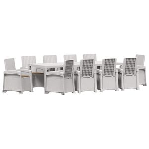 vidaXL Conjunto de Comedor de Jard&iacute;n 11 uds. Blanco y Topo PP