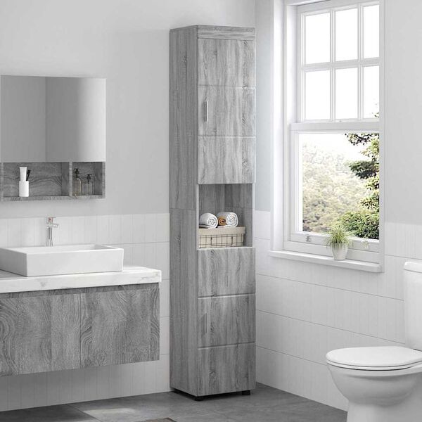 vidaXL Juego de Muebles de Ba&ntilde;o TULUM Gris Sonoma 37 x 31,5 x 203 cm