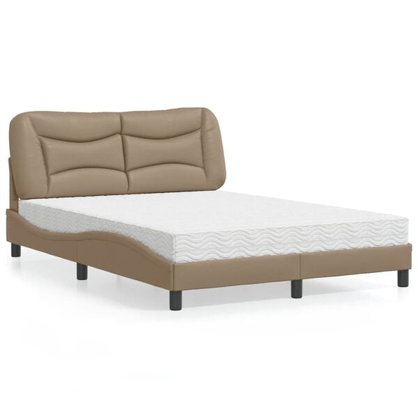 vidaXL Cama con colch&oacute;n Hvar cuero sint&eacute;tico capuchino 120x200 cm