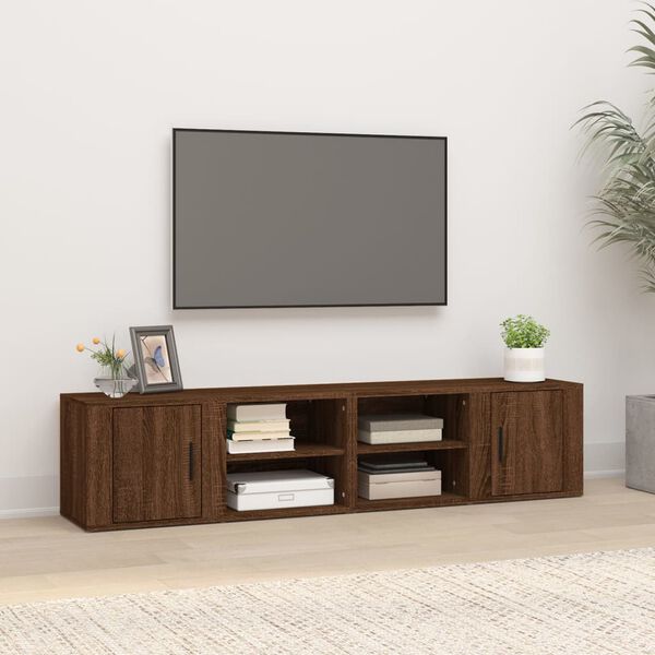 vidaXL Mueble TV 2 uds madera contrachapada roble marr&oacute;n 80x31,5x36cm