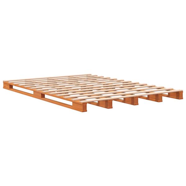vidaXL Cama de palets madera maciza de pino marr&oacute;n cera 140x200 cm