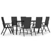 vidaXL Juego de comedor de jard&iacute;n 7 piezas rat&aacute;n sint&eacute;tico negro