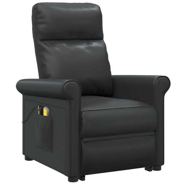 vidaXL Sill&oacute;n de masaje elevable cuero sint&eacute;tico negro
