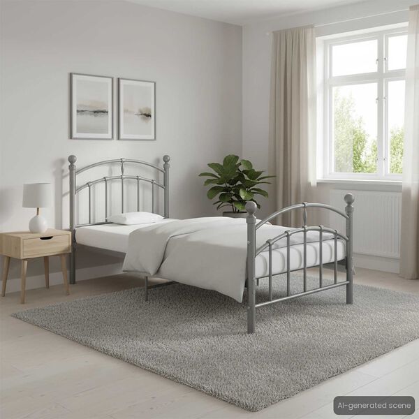vidaXL Estructura de cama sin colchón metal gris 90x200 cm