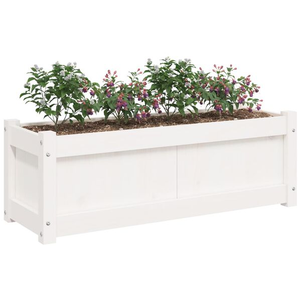 vidaXL Jardinera de madera maciza de pino blanca 90x31x31 cm