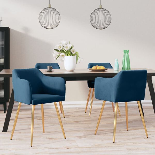 vidaXL Sillas de comedor 4 unidades terciopelo azul