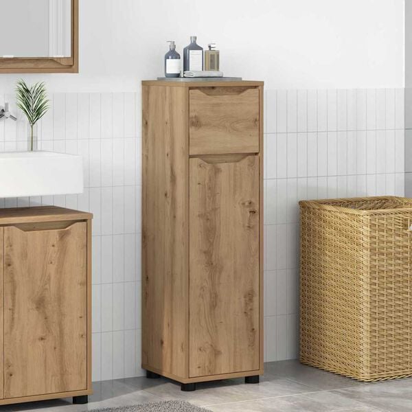 vidaXL Gabinete de Ba&ntilde;o con caj&oacute;n Roble artesanal 30,5 x 30 x 101 cm