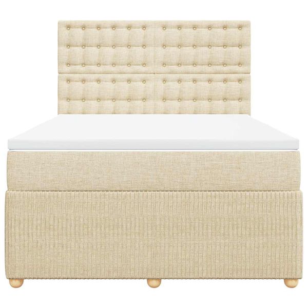 vidaXL Cama box spring con colch&oacute;n tela color crema 140x190 cm