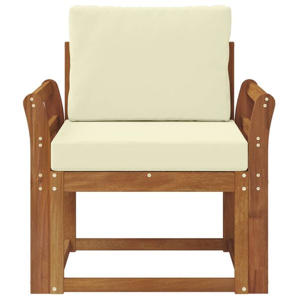 vidaXL Sof&aacute; de exterior Madera de Acacia S&oacute;lida y Poli&eacute;ster Natural