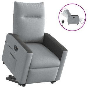 vidaXL Sill&oacute;n el&eacute;ctrico reclinable elevable de tela gris claro