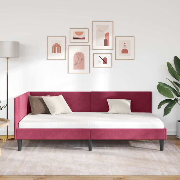 vidaXL Estructura de cama en esquina Rojo vino 90 cm x 200 cm