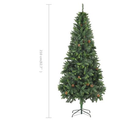 vidaXL Árbol de Navidad artificial con piñas verde 210 cm