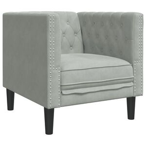 vidaXL Sill&oacute;n Chesterfield de terciopelo gris claro