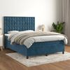 vidaXL Cama box spring con colch&oacute;n terciopelo azul oscuro 140x190 cm