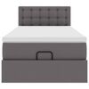vidaXL Cama otomana colchón cuero sintético gris 90x200 cm
