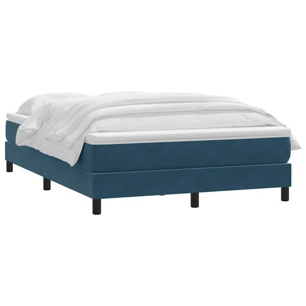 vidaXL Cama box spring con colch&oacute;n terciopelo azul oscuro 160x210 cm