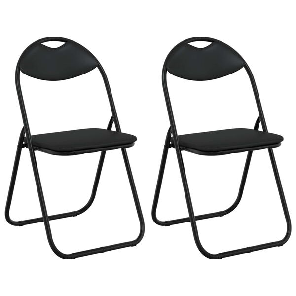 vidaXL Silla Plegable 2 pcs Negro 48 x 43,5 x 81 cm Cuero sint&eacute;tico