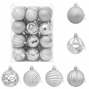 vidaXL Juego de bolas navide&ntilde;as 36 uds. Plateado Di&aacute;m. 6 cm