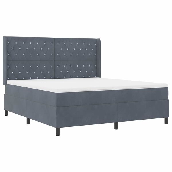 vidaXL Cama tipo Box Spring Gris oscuro 180 x 200 cm Terciopelo