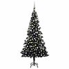 vidaXL &Aacute;rbol de Navidad preiluminado con luces y bolas negro 210 cm