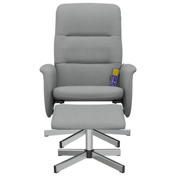 vidaXL Sill&oacute;n reclinable de masaje con reposapi&eacute;s tela gris claro
