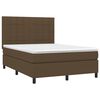 vidaXL Cama box spring con colch&oacute;n tela marr&oacute;n oscuro 140x190 cm