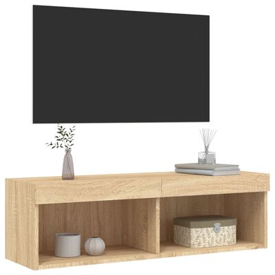 vidaXL Mueble para TV con luces LED roble Sonoma 100x30x30 cm