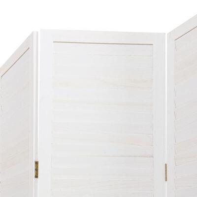 vidaXL Biombo separador de 5 paneles madera maciza Paulownia blanco