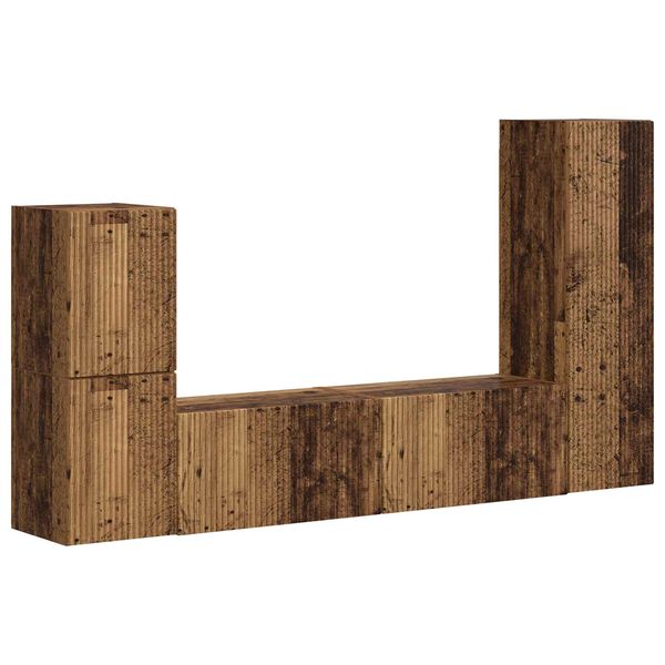 vidaXL Conjunto de mueble de TV Montaje en la pared 4 pcs Madera vieja