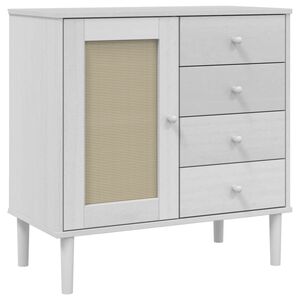 vidaXL Aparador SENJA aspecto de rat&aacute;n madera pino blanco 80x40x80 cm