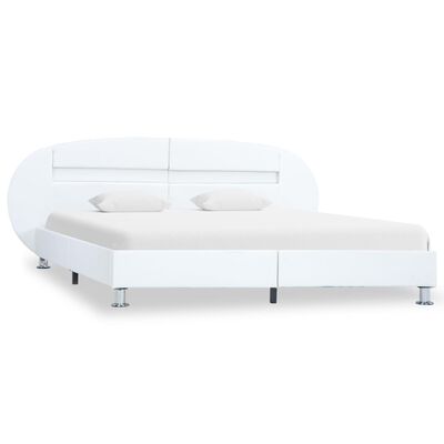 vidaXL Estructura de cama con LED cuero sintético blanco 180x200 cm