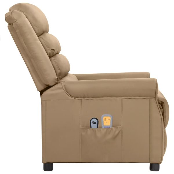 vidaXL Sill&oacute;n de masaje el&eacute;ctrico cuero sint&eacute;tico color capuchino