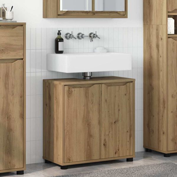 vidaXL Armario para lavabo de ba&ntilde;o Roble artesanal 60 x 30 x 60 cm