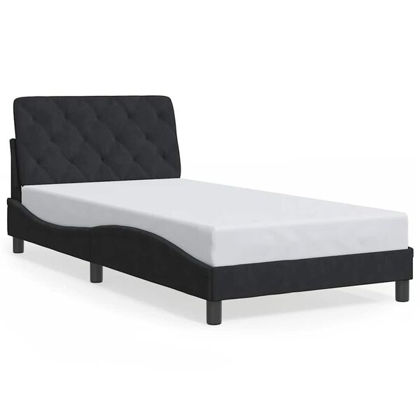vidaXL Estructura de cama sin colch&oacute;n terciopelo negro 100x200 cm