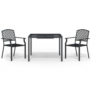 vidaXL Juego de comedor de jard&iacute;n 3 piezas acero gris antracita