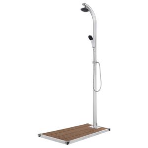 vidaXL Ducha de jard&iacute;n con base marr&oacute;n 220 cm aluminio