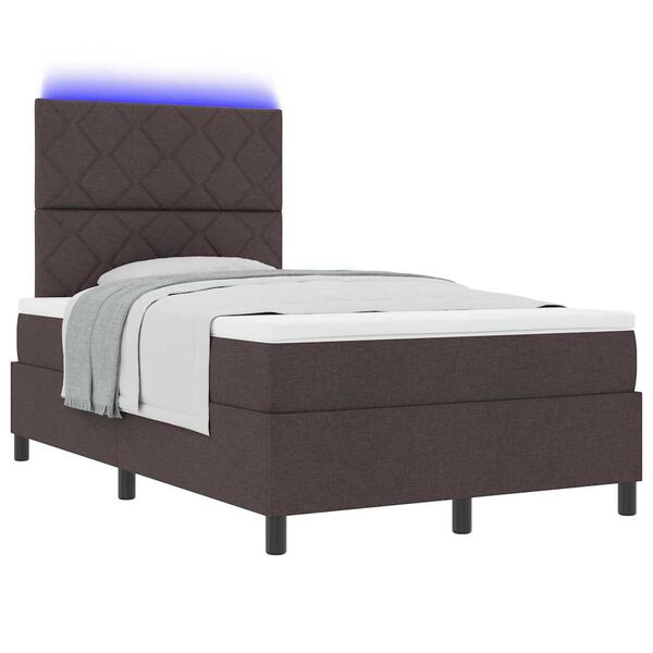 vidaXL Cama tipo Box Spring con LED Marr&oacute;n oscuro 120 x 200 cm tela