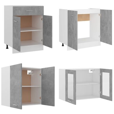 vidaXL Juego muebles de cocina 4 pzas madera ingeniería gris hormigón