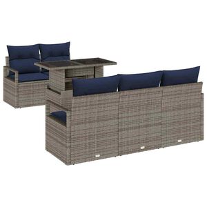 vidaXL Conjunto de sof&aacute; de jard&iacute;n 6 uds. 5-N&uacute;mero de plazas Gris