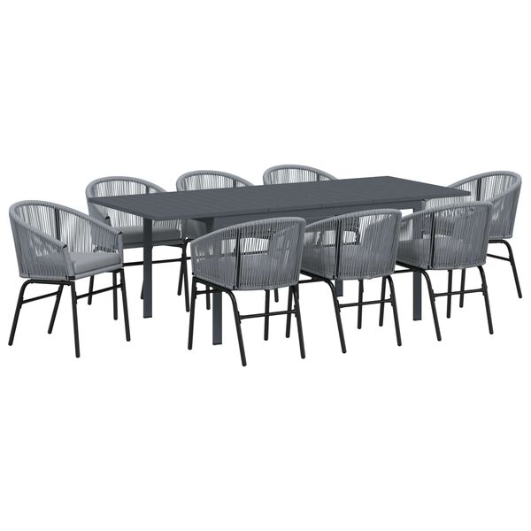 vidaXL Conjunto de Comedor de Jard&iacute;n 9 pcs Gris rat&aacute;n sint&eacute;tico