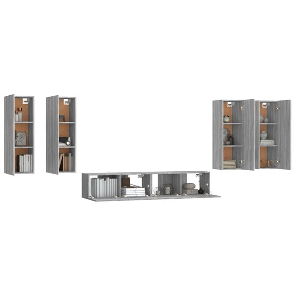 vidaXL Set de muebles para TV 6 pzas madera contrachapada gris Sonoma
