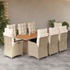 vidaXL Set comedor de jard&iacute;n 9 pzas con cojines rat&aacute;n sint&eacute;tico beige