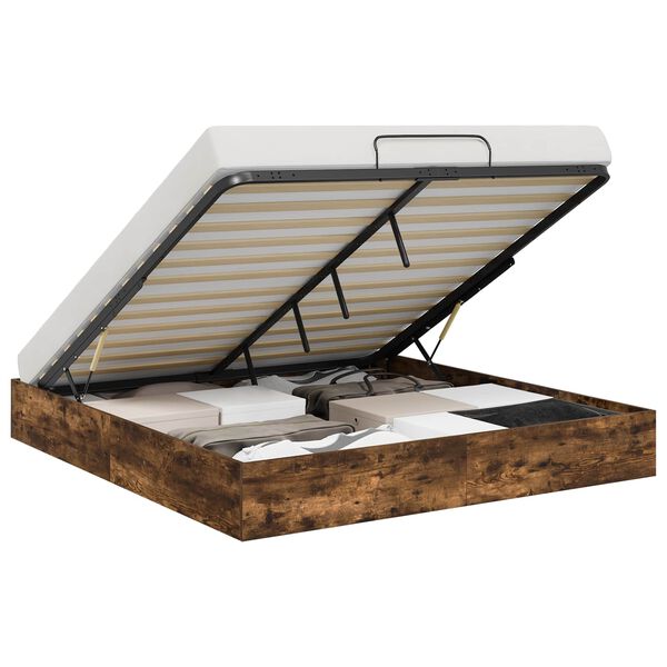 vidaXL Estructura de Cama Ottoman Roble Ahumado 203 x 160 x 25 cm