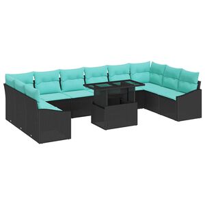 vidaXL Juego de Sof&aacute; 11 uds. 10-N&uacute;mero de plazas Negro y azul